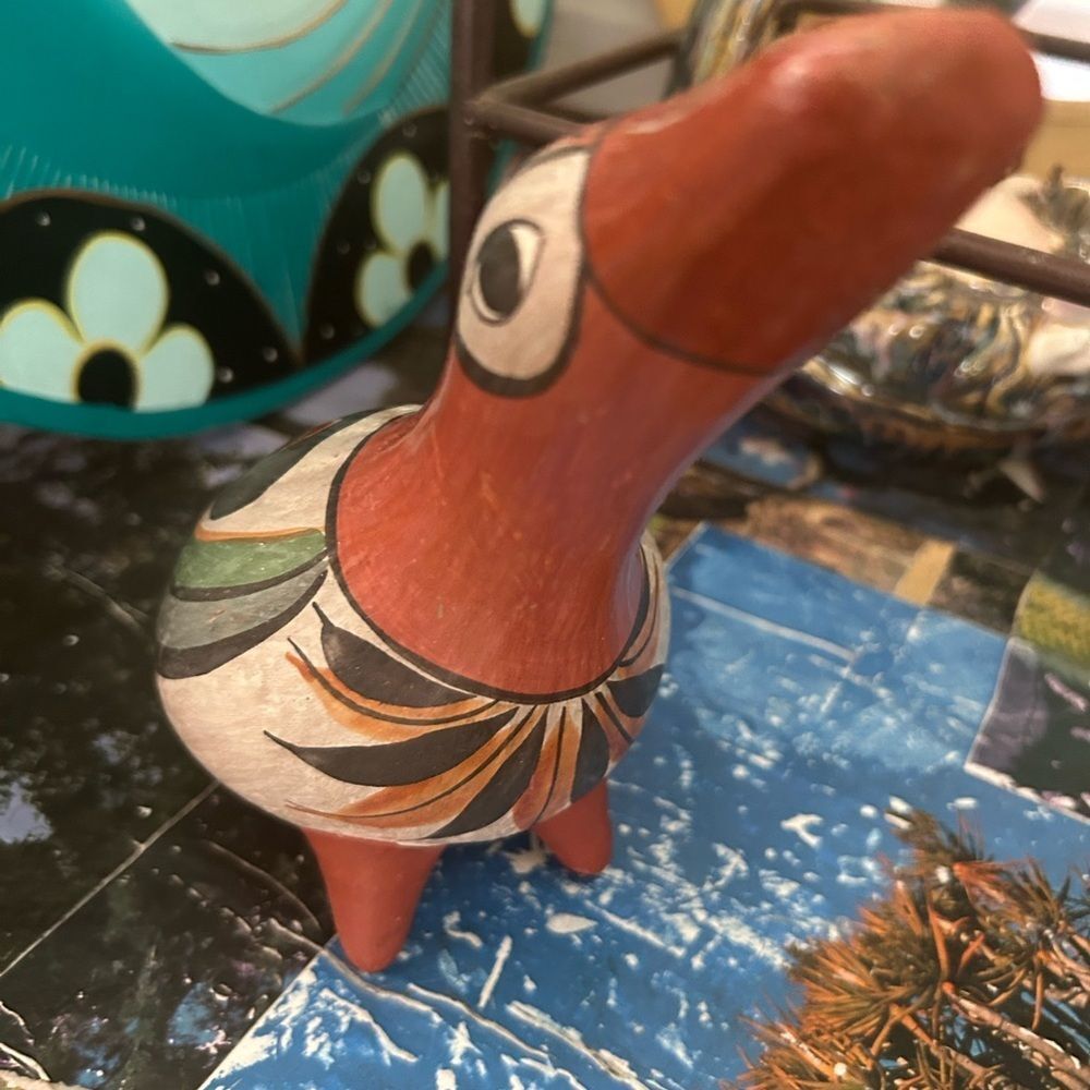 Vintage Tonala Folk Art Pottery Hand Painted Ceramic Duck Figurine, Mexico - Picture 2 of 16